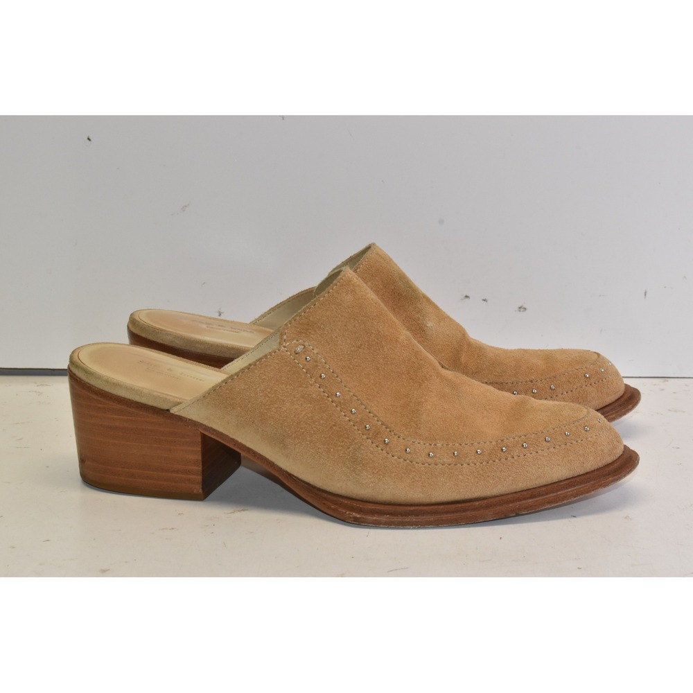 Rag & Bone Weiss Mules‎ Tan Womens EU 36 Suede Studded Block Heel Slip On Shoes